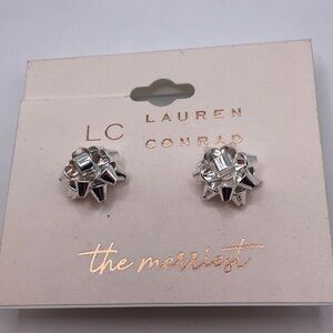 LC Lauren Conrad Shiny Silver Bow Earrings